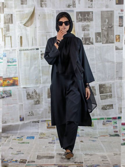 Boat Neck Shalwar Kameez Black