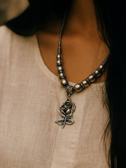 Rose Oxidized Pendant