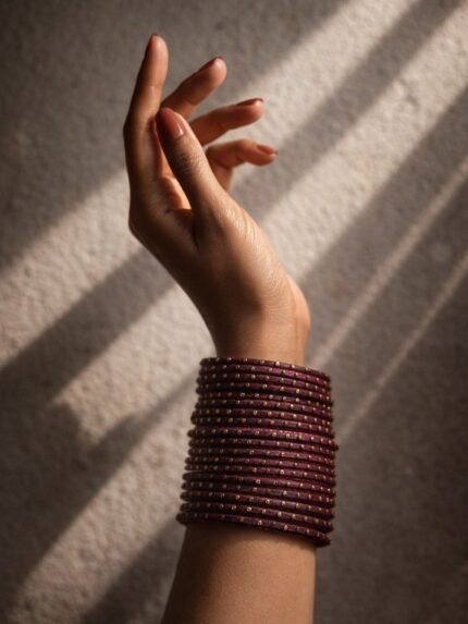 Rain Drop Plum Metal Bangles