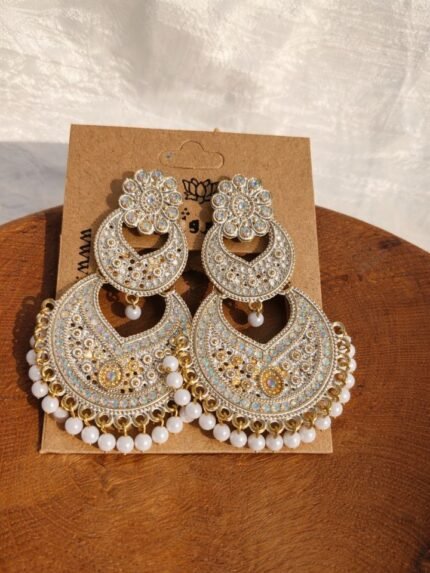 Rangeen Dastaan White Jhumky Drops