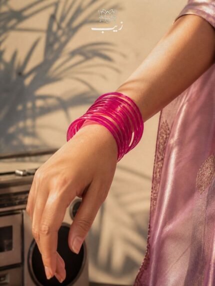 Hot Pink Jelly Glass Bangles