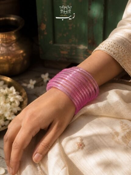 Baby Pink Jelly Glass Bangles